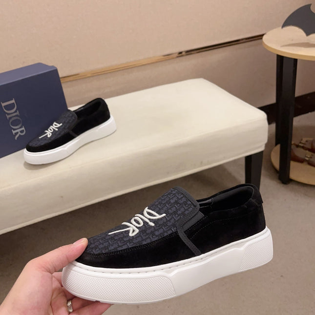 CD B23 SLIP ON BLACK SUEDE AND JACQUARD