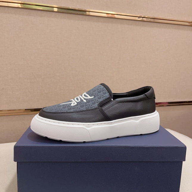 CD B23 SLIP ON BLACK CALFSKIN AND JACQUARD