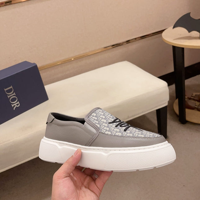 CD B23 SLIP ON GRAY CALFSKIN AND JACQUARD