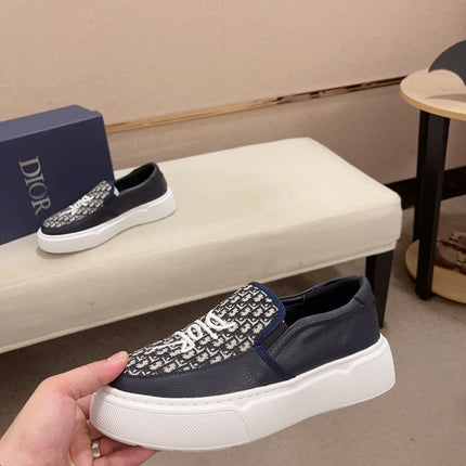 CD B23 SLIP ON NAVY CALFSKIN AND JACQUARD