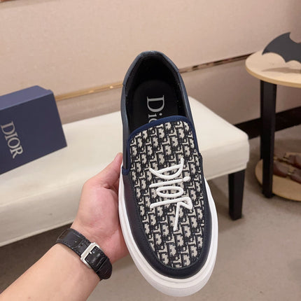 CD B23 SLIP ON NAVY CALFSKIN AND JACQUARD