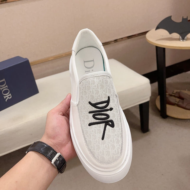 CD B23 SLIP ON WHITE CALFSKIN AND JACQUARD