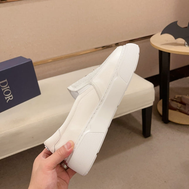 CD B23 SLIP ON WHITE CALFSKIN AND JACQUARD