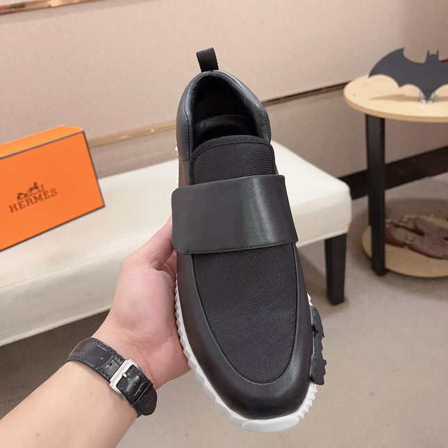 HM H SNEAKER BLACK CANVAS AND CALFSKIN