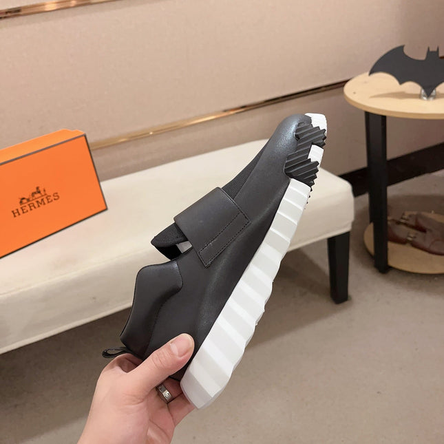 HM H SNEAKER BLACK CANVAS AND CALFSKIN
