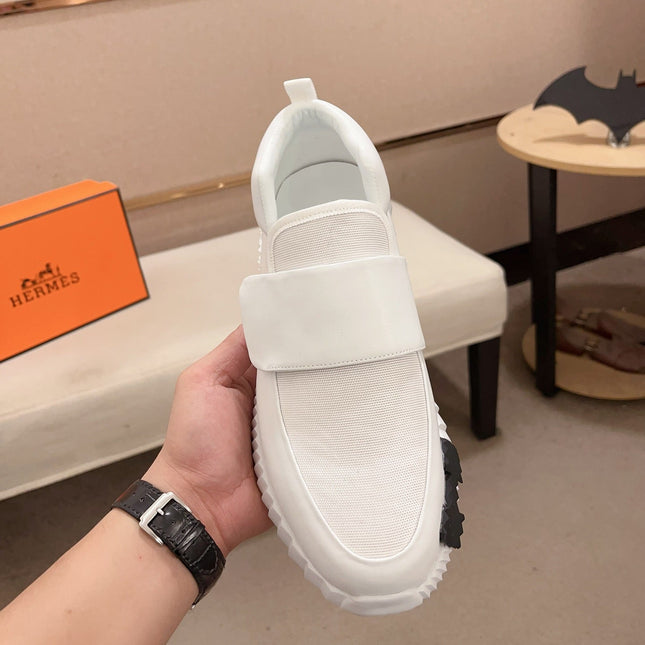 HM H SNEAKER WHITE CANVAS AND CALFSKIN