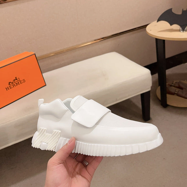 HM H SNEAKER WHITE CANVAS AND CALFSKIN