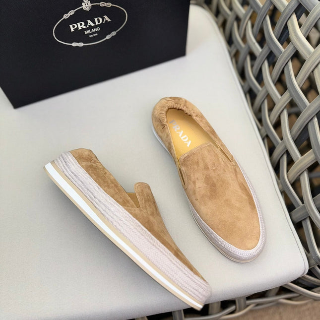 PRA LOAFER IN EGG NOG BEIGE SUEDE