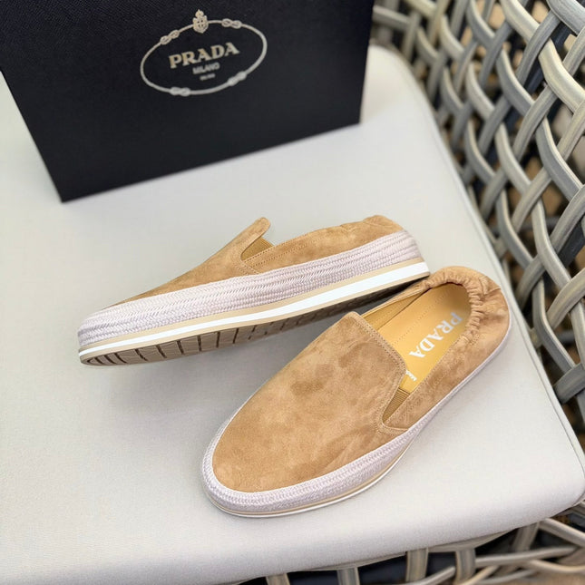 PRA LOAFER IN EGG NOG BEIGE SUEDE