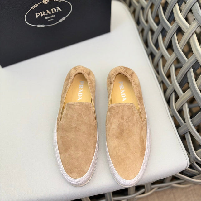 PRA LOAFER IN EGG NOG BEIGE SUEDE
