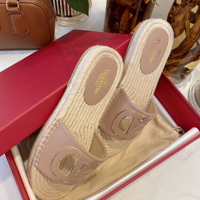 VLOGO CUT-OUT ESPADRILLES IN CREPE PINK CALFSKIN