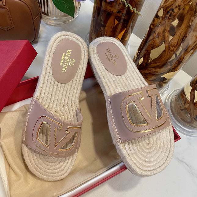 VLOGO CUT-OUT ESPADRILLES IN CREPE PINK CALFSKIN