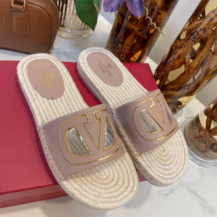 VLOGO CUT-OUT ESPADRILLES IN CREPE PINK CALFSKIN