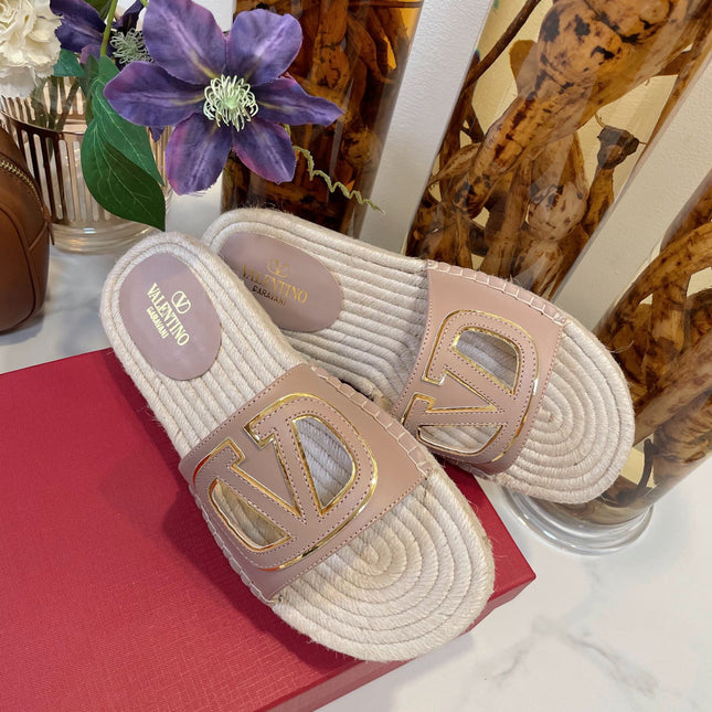 VLOGO CUT-OUT ESPADRILLES IN CREPE PINK CALFSKIN