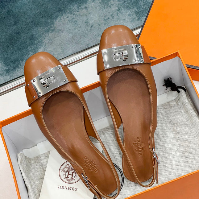 INNOCENTE SLINGBACK CARAMEL CALFSKIN