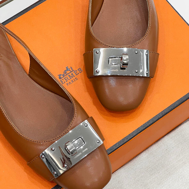 INNOCENTE SLINGBACK CARAMEL CALFSKIN