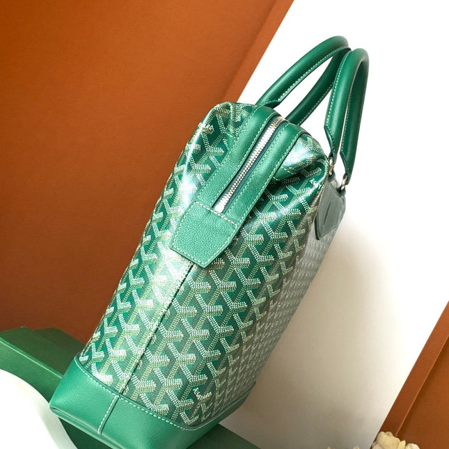 CISALPIN DOCUMENT CASE 39 IN GREEN GOYARDINE CANVAS AND CALFSKIN