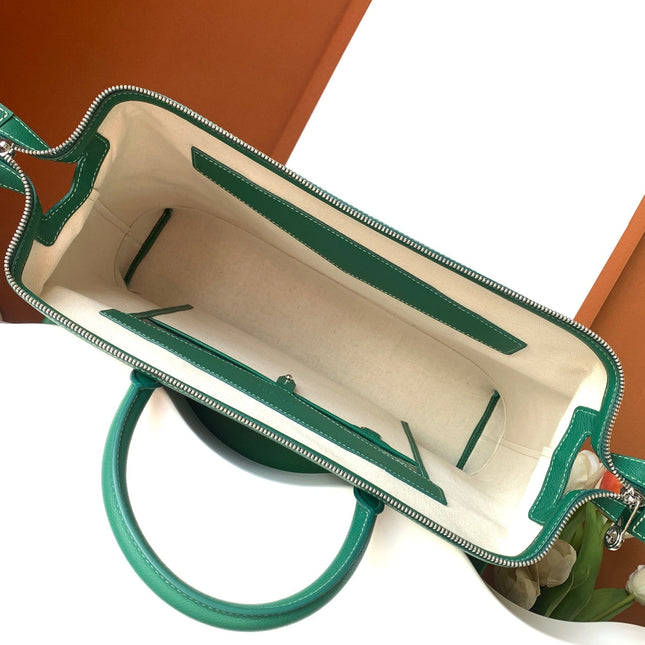 CISALPIN DOCUMENT CASE 39 IN GREEN GOYARDINE CANVAS AND CALFSKIN