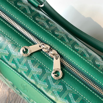 CISALPIN DOCUMENT CASE 39 IN GREEN GOYARDINE CANVAS AND CALFSKIN