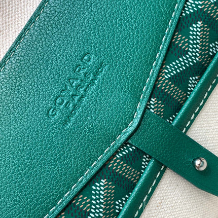 CISALPIN DOCUMENT CASE 39 IN GREEN GOYARDINE CANVAS AND CALFSKIN