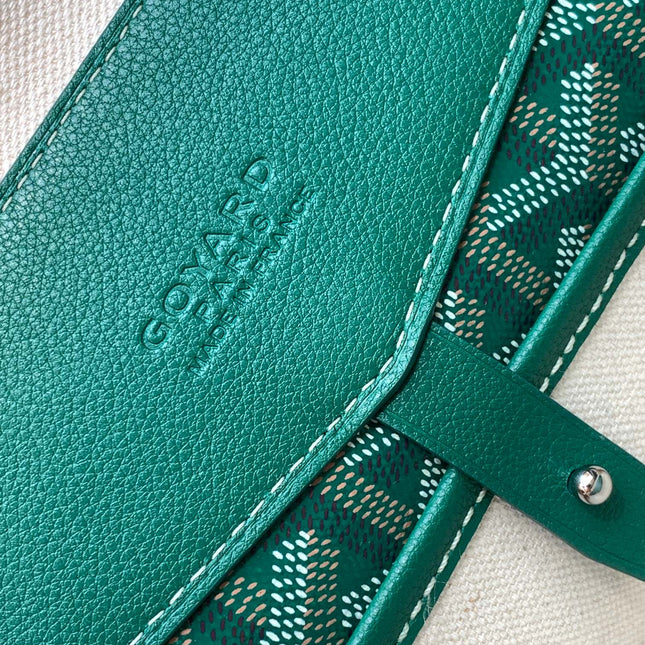 CISALPIN DOCUMENT CASE 39 IN GREEN GOYARDINE CANVAS AND CALFSKIN