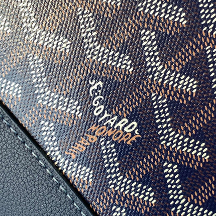 CISALPIN DOCUMENT CASE 39 IN NAVY BLUE GOYARDINE CANVAS AND CALFSKIN