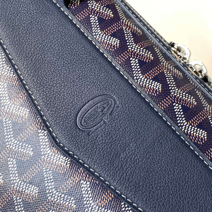 CISALPIN DOCUMENT CASE 39 IN NAVY BLUE GOYARDINE CANVAS AND CALFSKIN