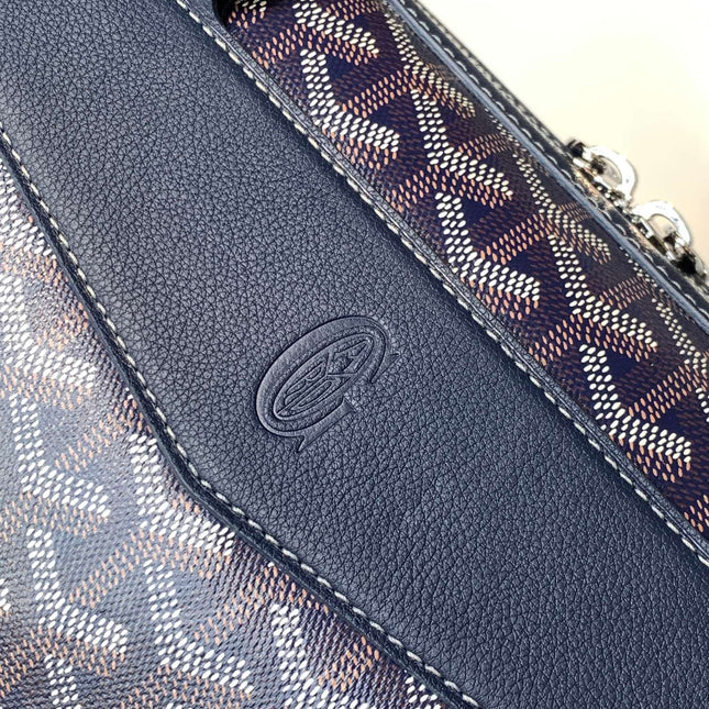 CISALPIN DOCUMENT CASE 39 IN NAVY BLUE GOYARDINE CANVAS AND CALFSKIN