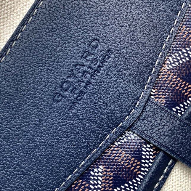 CISALPIN DOCUMENT CASE 39 IN NAVY BLUE GOYARDINE CANVAS AND CALFSKIN