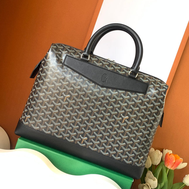 CISALPIN DOCUMENT CASE 39 IN BLACK GOYARDINE CANVAS AND CALFSKIN