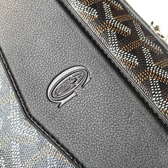 CISALPIN DOCUMENT CASE 39 IN BLACK GOYARDINE CANVAS AND CALFSKIN