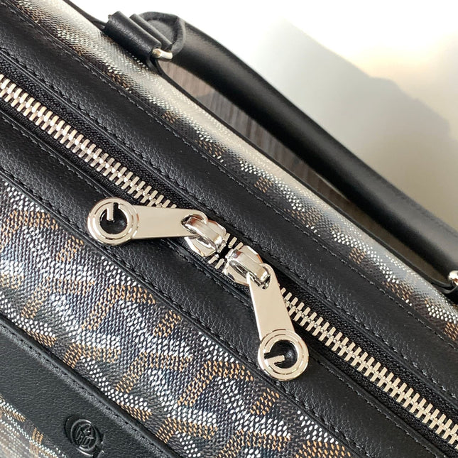 CISALPIN DOCUMENT CASE 39 IN BLACK GOYARDINE CANVAS AND CALFSKIN