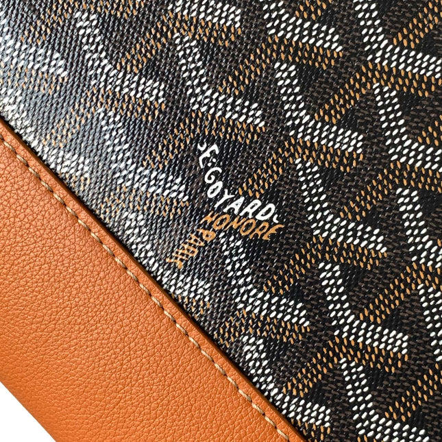 CISALPIN DOCUMENT CASE 39 IN BLACK GOYARDINE CANVAS AND TAN CALFSKIN