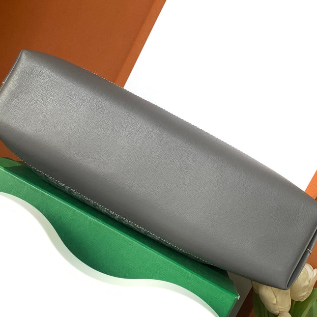 CISALPIN DOCUMENT CASE 39 IN GRAY GOYARDINE CANVAS AND CALFSKIN