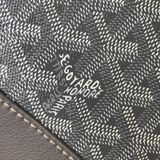 CISALPIN DOCUMENT CASE 39 IN GRAY GOYARDINE CANVAS AND CALFSKIN