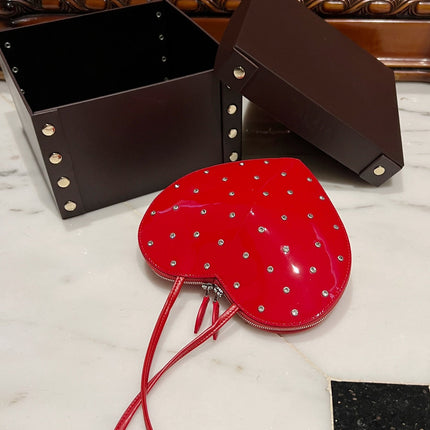 LE COEUR BAG 21 IN CANDY RED PATENT CALFSKIN ATTACHED STRASS