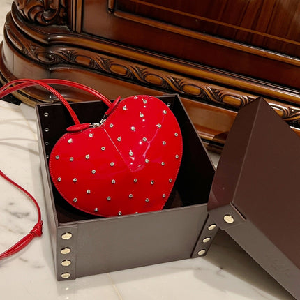 LE COEUR BAG 21 IN CANDY RED PATENT CALFSKIN ATTACHED STRASS