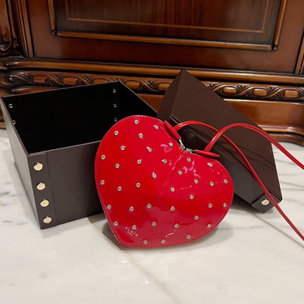 LE COEUR BAG 21 IN CANDY RED PATENT CALFSKIN ATTACHED STRASS
