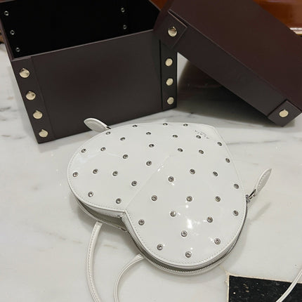 LE COEUR BAG 21 IN WHITE PATENT CALFSKIN ATTACHED STRASS