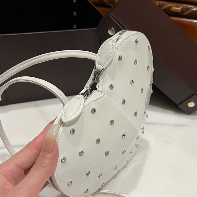 LE COEUR BAG 21 IN WHITE PATENT CALFSKIN ATTACHED STRASS