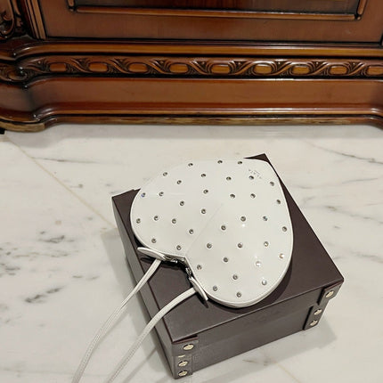 LE COEUR BAG 21 IN WHITE PATENT CALFSKIN ATTACHED STRASS
