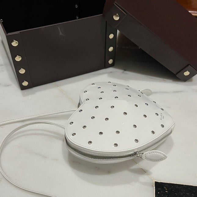 LE COEUR BAG 21 IN WHITE PATENT CALFSKIN ATTACHED STRASS