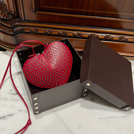 LE COEUR BAG 21 IN RED STUDDED CALFSKIN