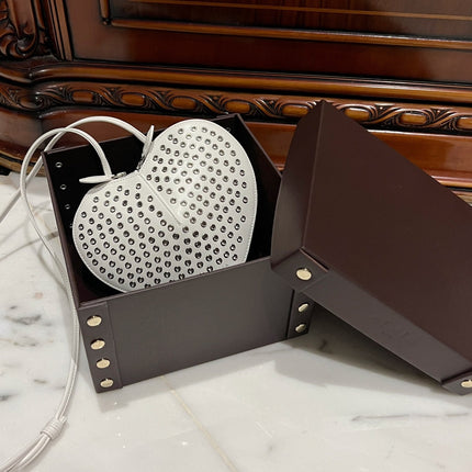 LE COEUR BAG 21 IN WHITE STUDDED CALFSKIN