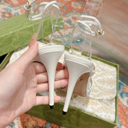 GG CRYSTAL HORSEBIT SANDAL WHITE LAMBSKIN