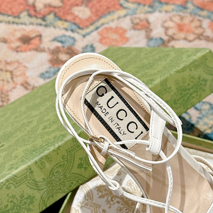 GG CRYSTAL HORSEBIT SANDAL WHITE LAMBSKIN