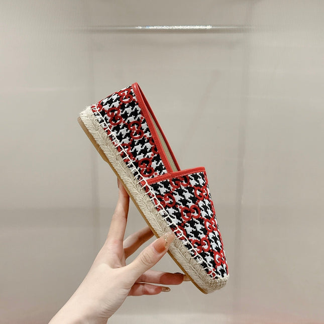 GG ESPADRILLE LOAFER CRIMSON AND BLACK CANVAS