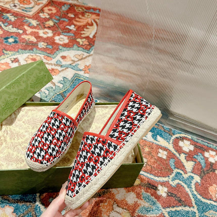GG ESPADRILLE LOAFER CRIMSON AND BLACK CANVAS