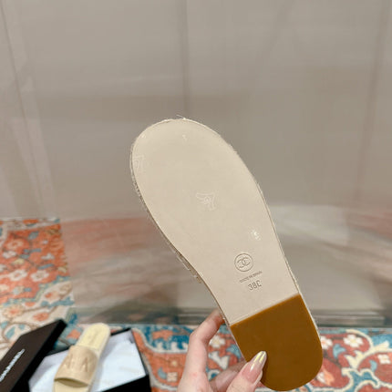 FLAT SLIPPERS IN BEIGE LAMBSKIN MIX WOVEN