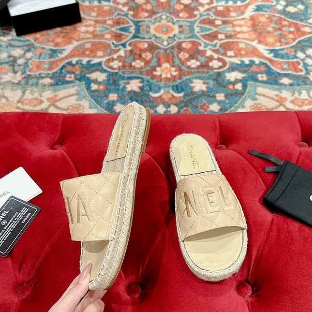 FLAT SLIPPERS IN BEIGE LAMBSKIN MIX WOVEN